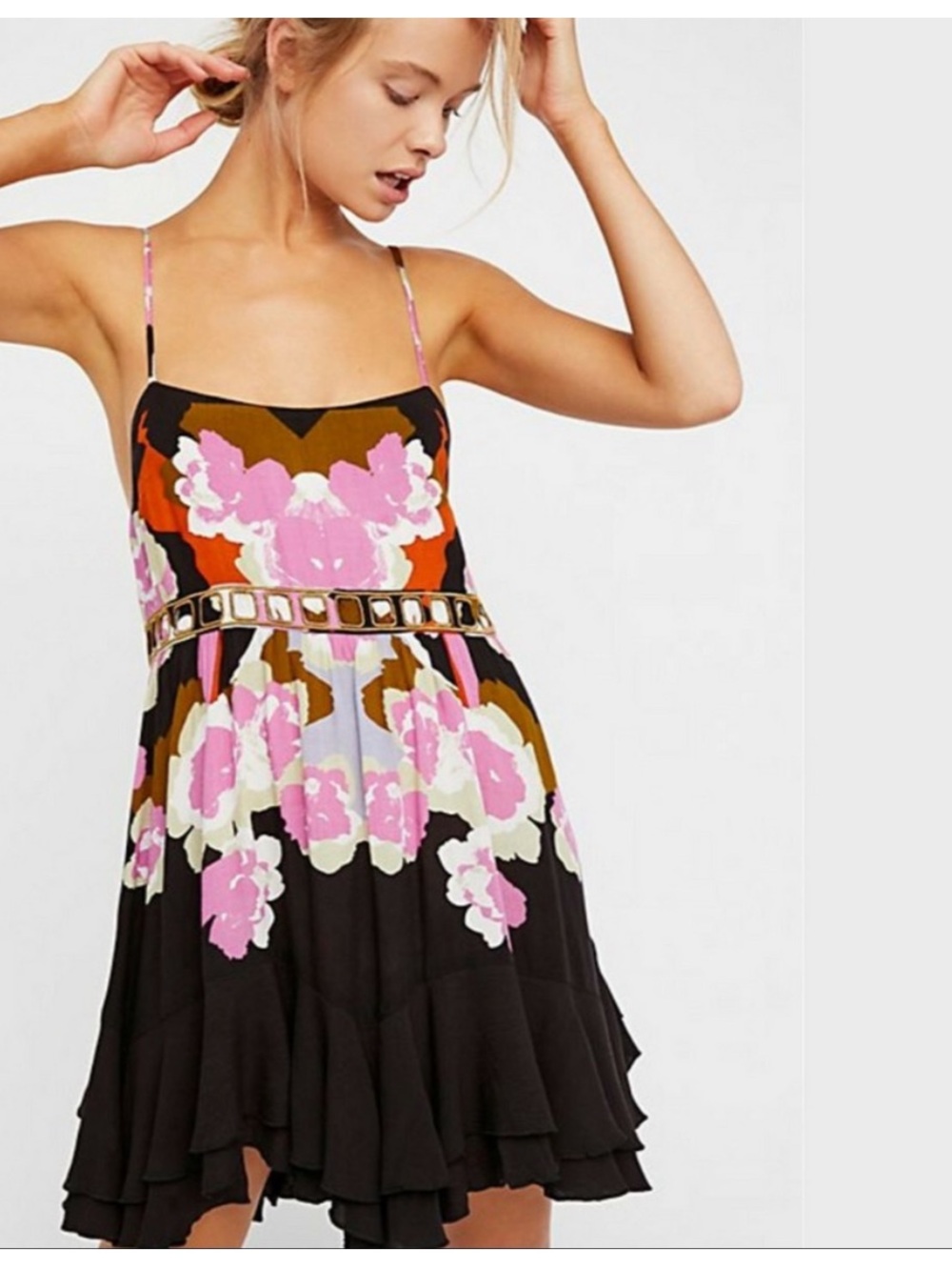 Free People Sweet Lucy Slip Dress Black/Pink Size M